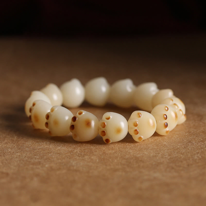 Pulsera de armonía con pata de gato y semillas de bodhi de gato de la suerte con piedras de Buda