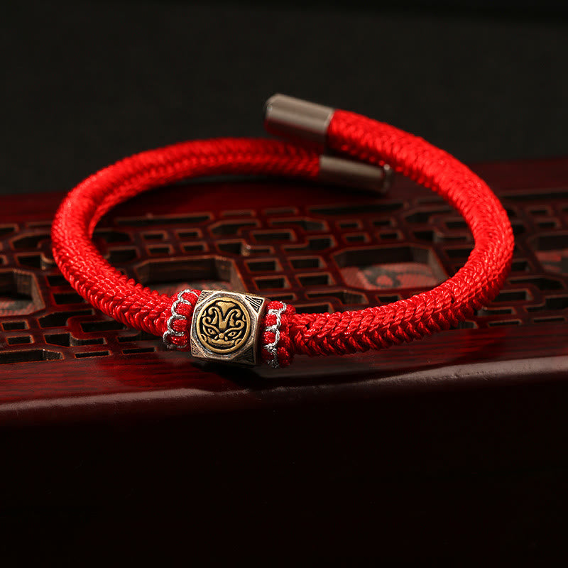 Buddha Stones 925 Sterling Silber Perfekter Knoten King Kong Knoten Glaube Stärke Armband