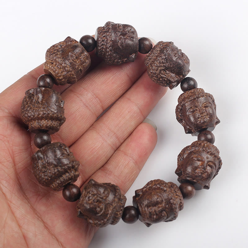 Buddha Stones Adlerholz Buddha geschnitzt Ruhe Armband