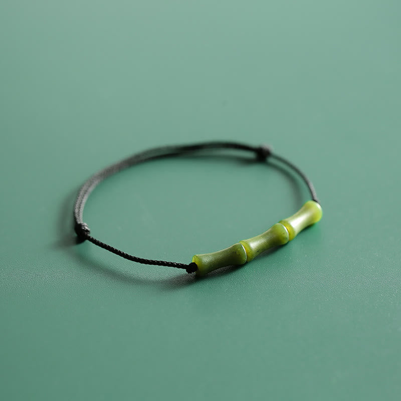 Pulsera de la suerte y la abundancia con diseño de jade y bambú verde y piedras de Buda