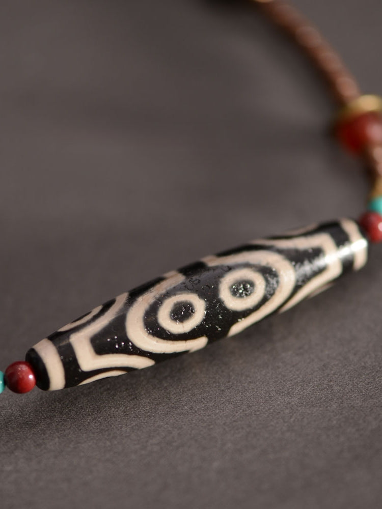 Golden Sandalwood Tibetan Dzi Beads Pendant 58mm