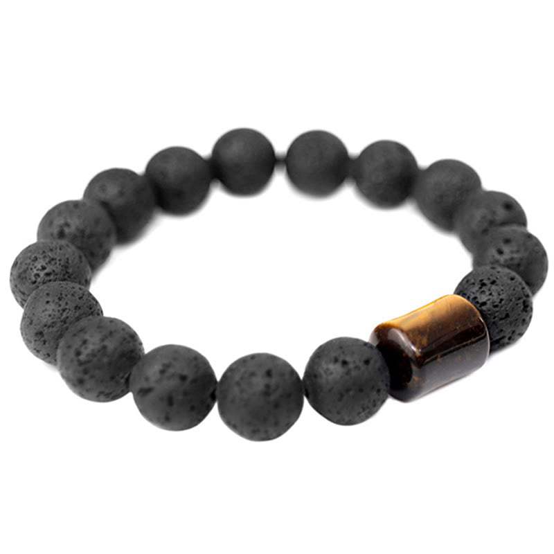 Pulsera curativa de piedra de lava, ébano y ojo de tigre