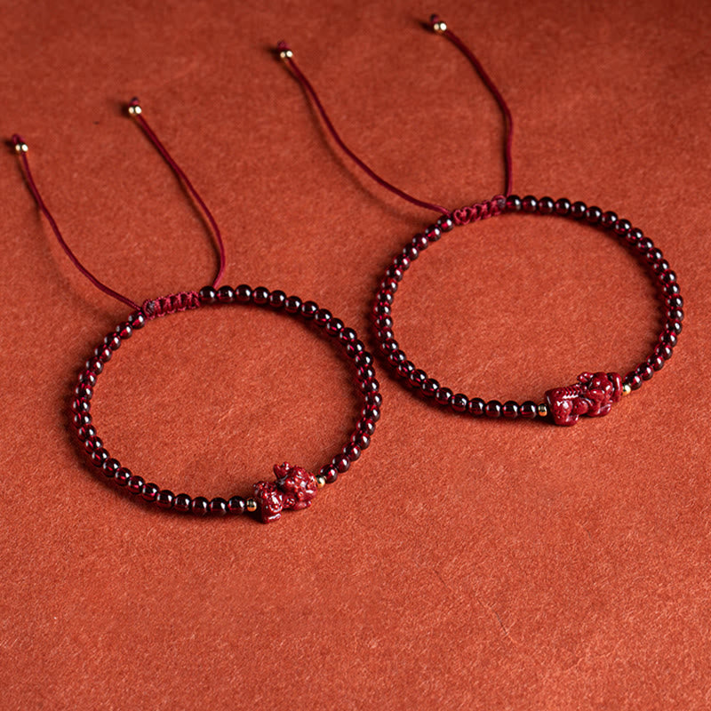 Buddha-Steine Granat Zinnober PiXiu Blessing Calm String Armband