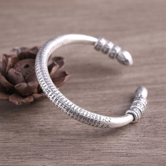 Pulsera de plata de ley 999 con piedras de Buda, corazón, Sutra, Om Mani Padme Hum, paz y pureza grabadas