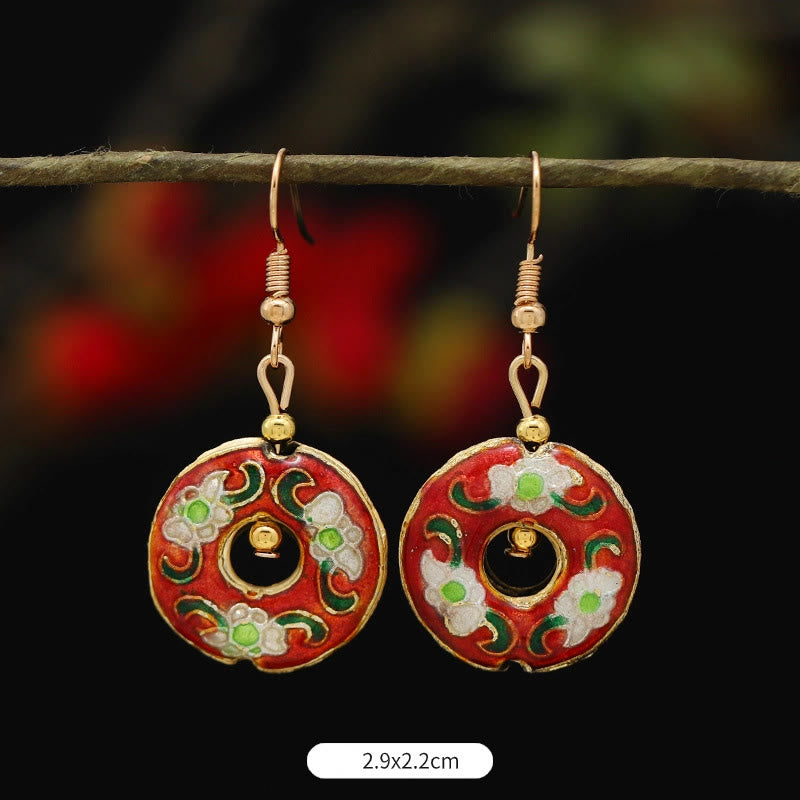 Pendientes colgantes de cobre con diseño de flor de loto y mariposa de Buda y piedras de iluminación