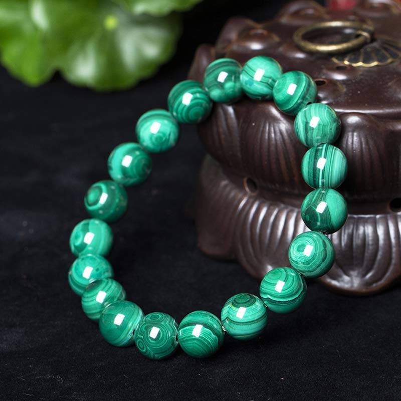 Pulsera de Malaquita Natural con Piedras de Buda para la Protección y la Calma