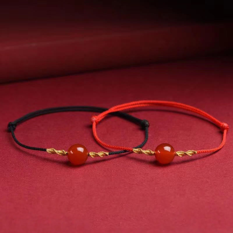 Buddha Stones Natürlicher roter Achat Katzenauge Ruhiges geflochtenes Armband mit Halskette und Anhänger