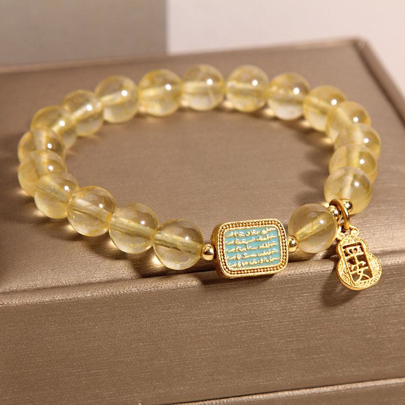 Pulsera de generosidad de las Cinco Escrituras con citrino natural de Buddha Stones