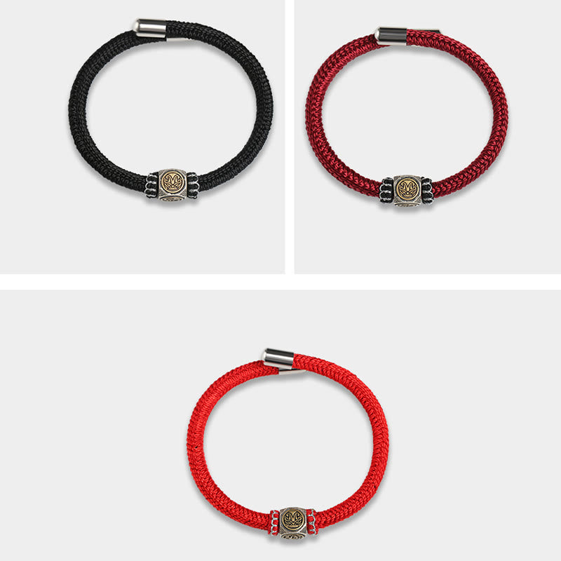 Buddha Stones 925 Sterling Silber Perfekter Knoten King Kong Knoten Glaube Stärke Armband