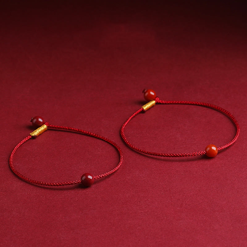 Buddha Stones Natürlicher Zinnoberroter Achat Segen Rotes Armband