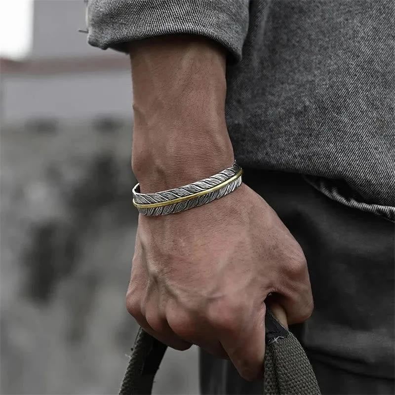 Buddha Steine Feder Muster Geschnitzt Glück Reichtum Manschette Armband Armreif