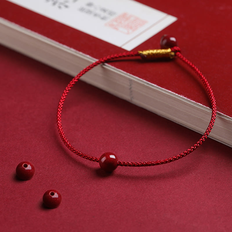 Buddha Stones Natürlicher Zinnoberroter Achat Segen Rotes Armband