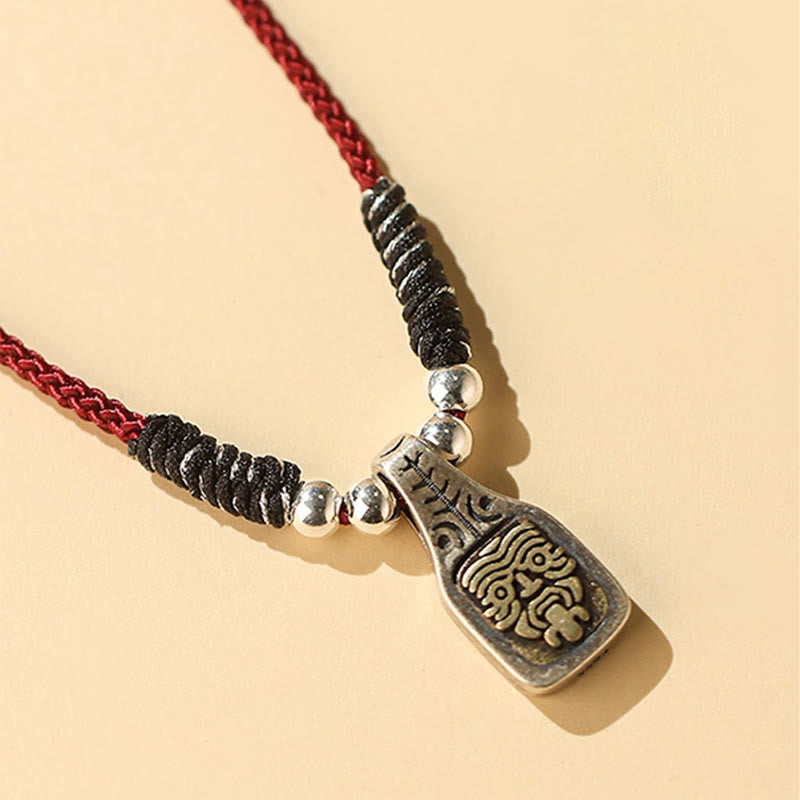 Collar con colgante de cuerda con piedras de Buda tibetanas de plata de ley 925, con la diosa Zakiram de la riqueza y la protección.
