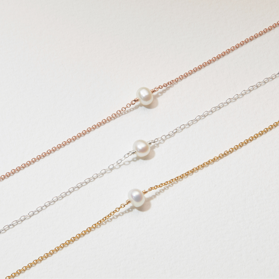 Silver Single Pearl Choker and Bracelet Gift Set