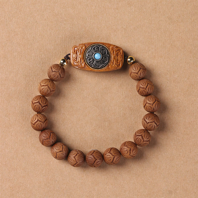 Buddha-Steine, grünes Sandelholz, Ebenholz, Sandelholz, Om Mani Padme Hum, beruhigendes Armband