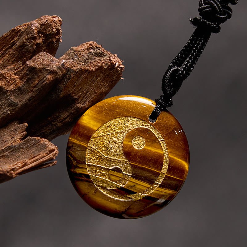 Collar con colgante espiritual Yin Yang, piedras de Buda, varios cristales, amatista, ojo de tigre, aventurina verde