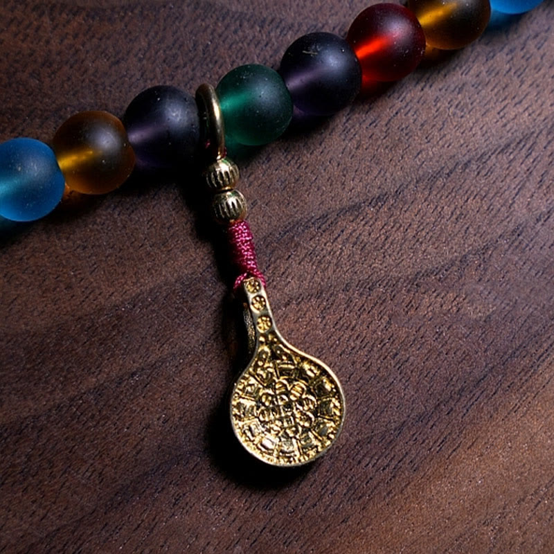 Pulsera tibetana con 108 cuentas de mala de Buda, cuentas de vidrio Liuli multicolores, zodíaco chino, nueve palacios, ocho diagramas