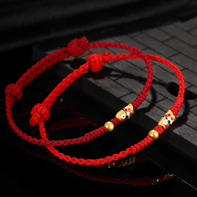 Buddha Stones 999 Gold Glück Koi Fisch Handgefertigtes geflochtenes Schnurarmband