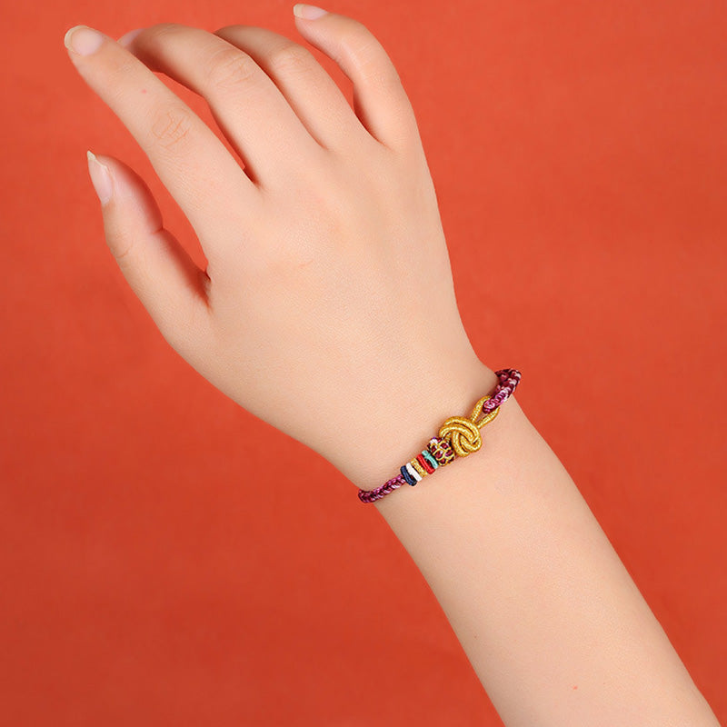Pulsera trenzada de cuerda colorida de Dunhuang hecha a mano con piedras de Buda