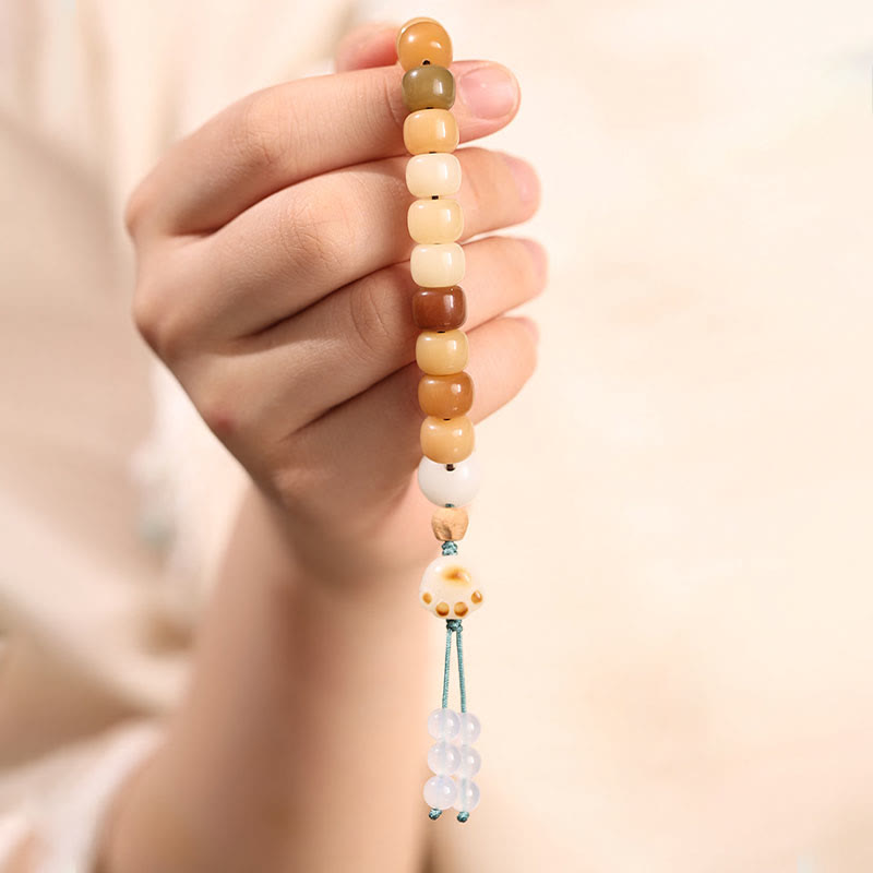 Pulsera de sabiduría Om Mani Padme Hum con semillas de Bodhi naturales de Buda y el Señor del Bosque Cadáver
