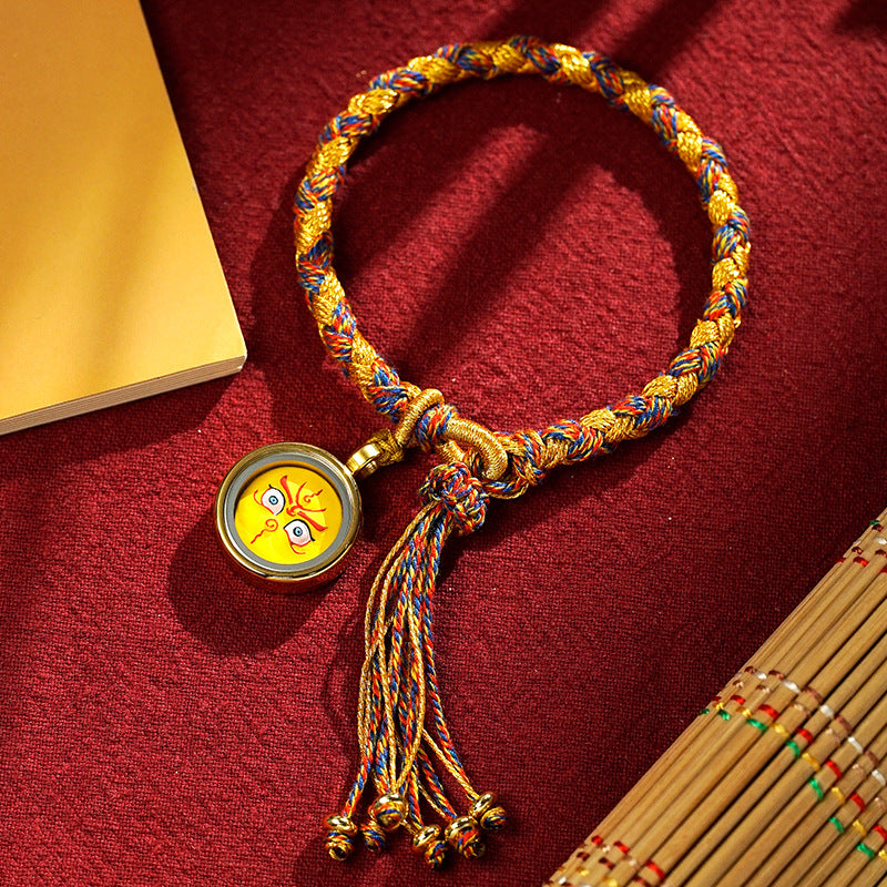 Pulsera trenzada de escamas de dragón tibetano de los Cinco Dioses de la Riqueza, hecha a mano con piedras de Buda