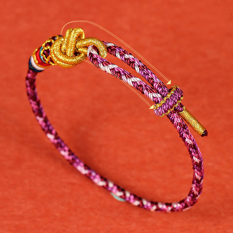 Pulsera trenzada de cuerda colorida de Dunhuang hecha a mano con piedras de Buda