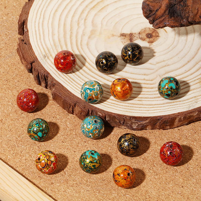 Pulsera de cuentas de laca multicolores naturales de Buda