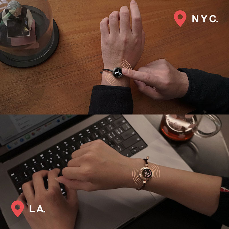 Mountain & Sea Touch Bracelets with Milan Rope (Black+Rose Gold) - Touch Bling