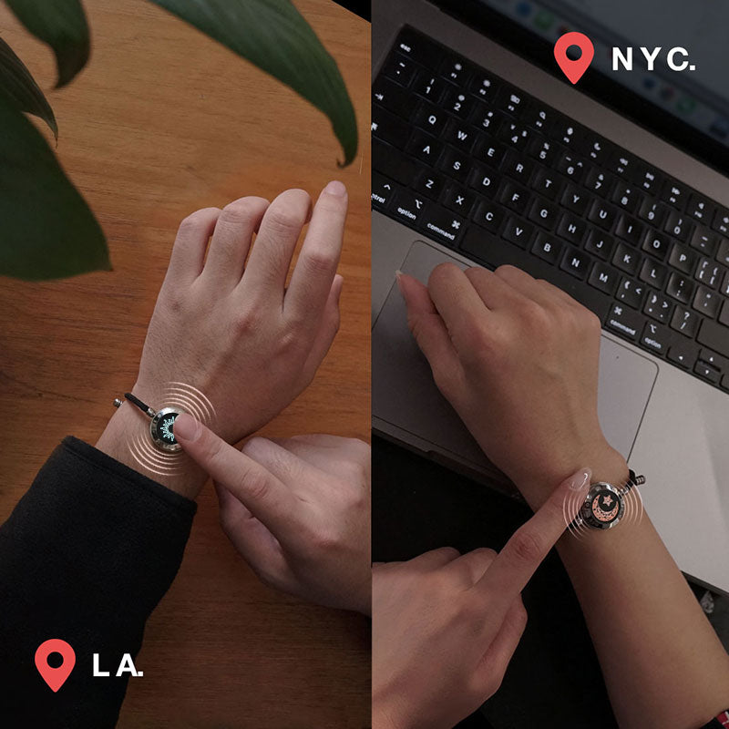 Sun&Moon Touch Bracelets with Milan Rope(Black+Black) - Touch Bling