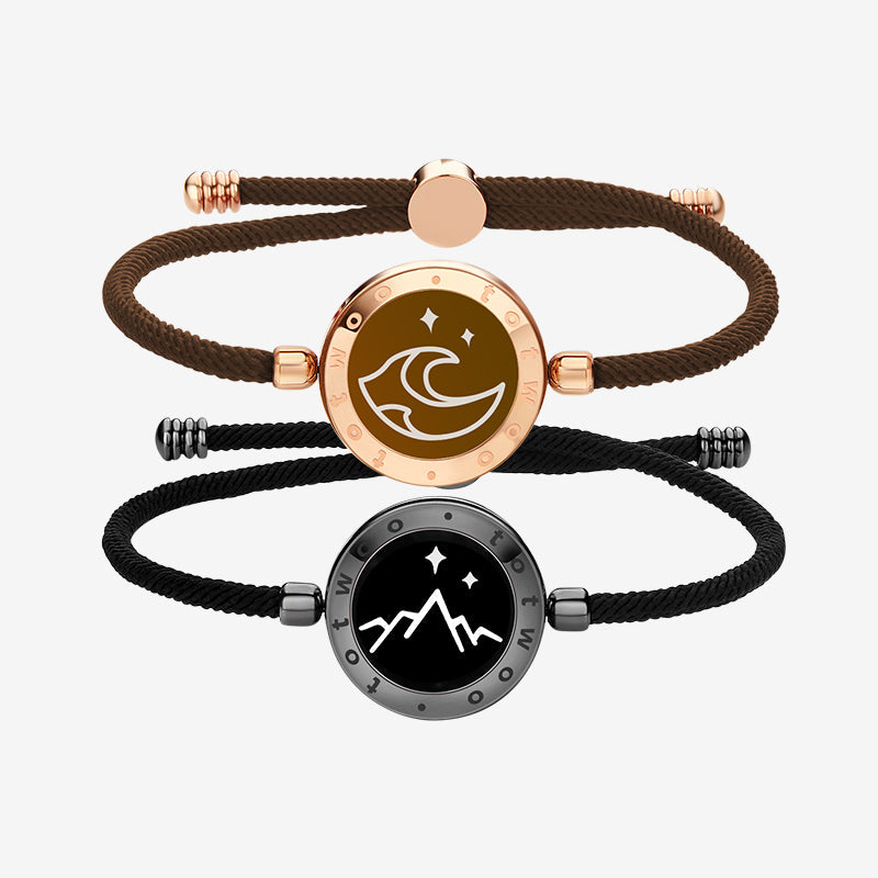 Mountain & Sea Touch Bracelets with Milan Rope (Black+Rose Gold) - Touch Bling