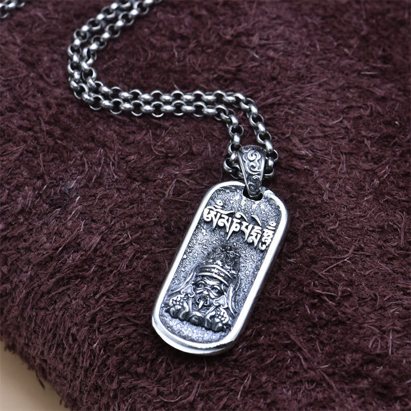 Collar con colgante de la paz Om Mani Padme Hum de la diosa de la riqueza de Zakiram en plata de ley 925 con piedras de Buda
