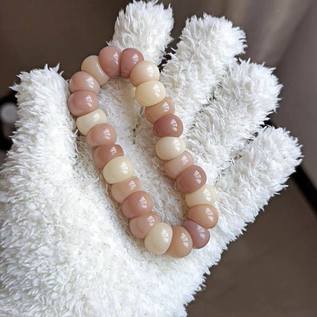 New Milky Strawberry-Colored Garlic Bodhi Bracelet 14MM (Multiple Colors Available) - Touch Bling