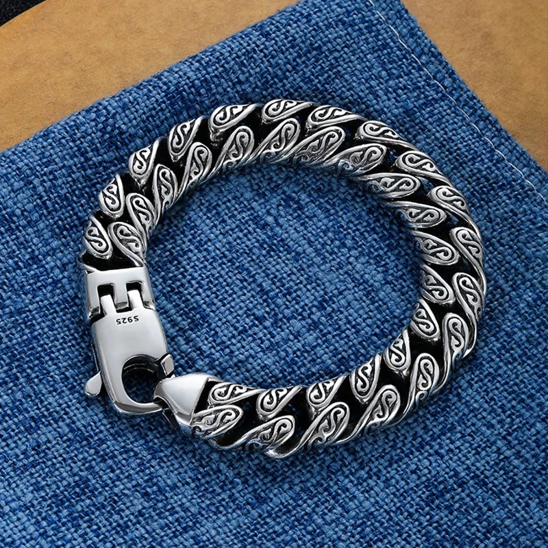 Pulsera de la suerte tallada con diseño floral de la dinastía Tang y piedras de Buda