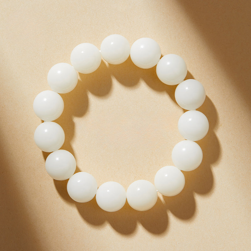 Natural White Jade Bodhi Bead Bracelet Buddhist Beads