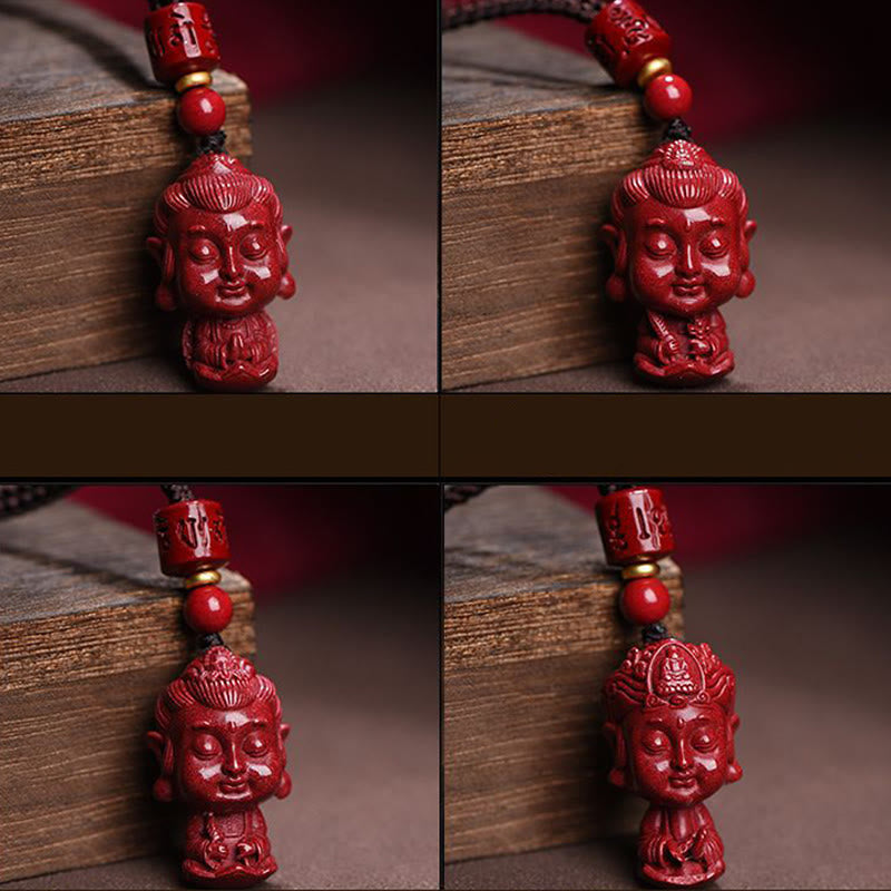 Collar con colgante de cinabrio natural con piedras de Buda del zodíaco chino para alejar los malos espíritus.