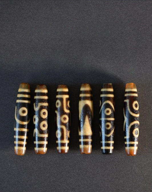 Tibetan Dzi Bead Pendant Agate, Length 58mm and Width 13mm, Totem Random - Touch Bling