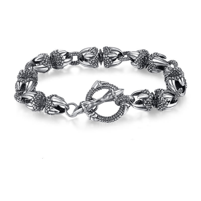Pulsera de protección y fuerza con garra de dragón grabada con piedras de Buda