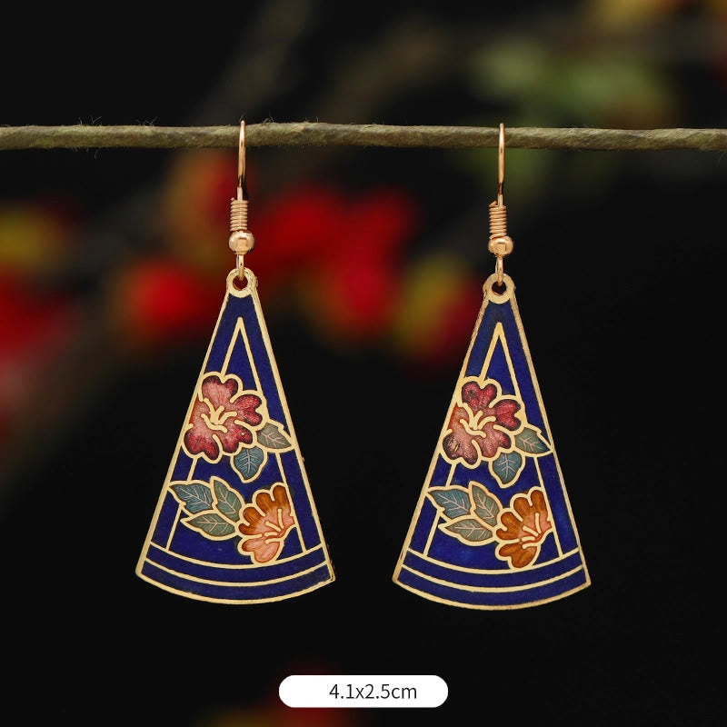 Pendientes colgantes de cobre con diseño de flor de loto y mariposa de Buda y piedras de iluminación