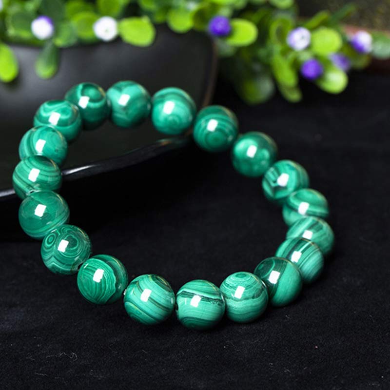 Pulsera de Malaquita Natural con Piedras de Buda para la Protección y la Calma