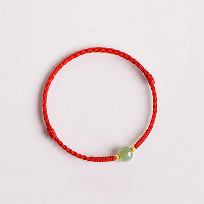 Buddha Stones Handgemachtes Jade Glücksperle Wohlstand Geflochtenes Armband