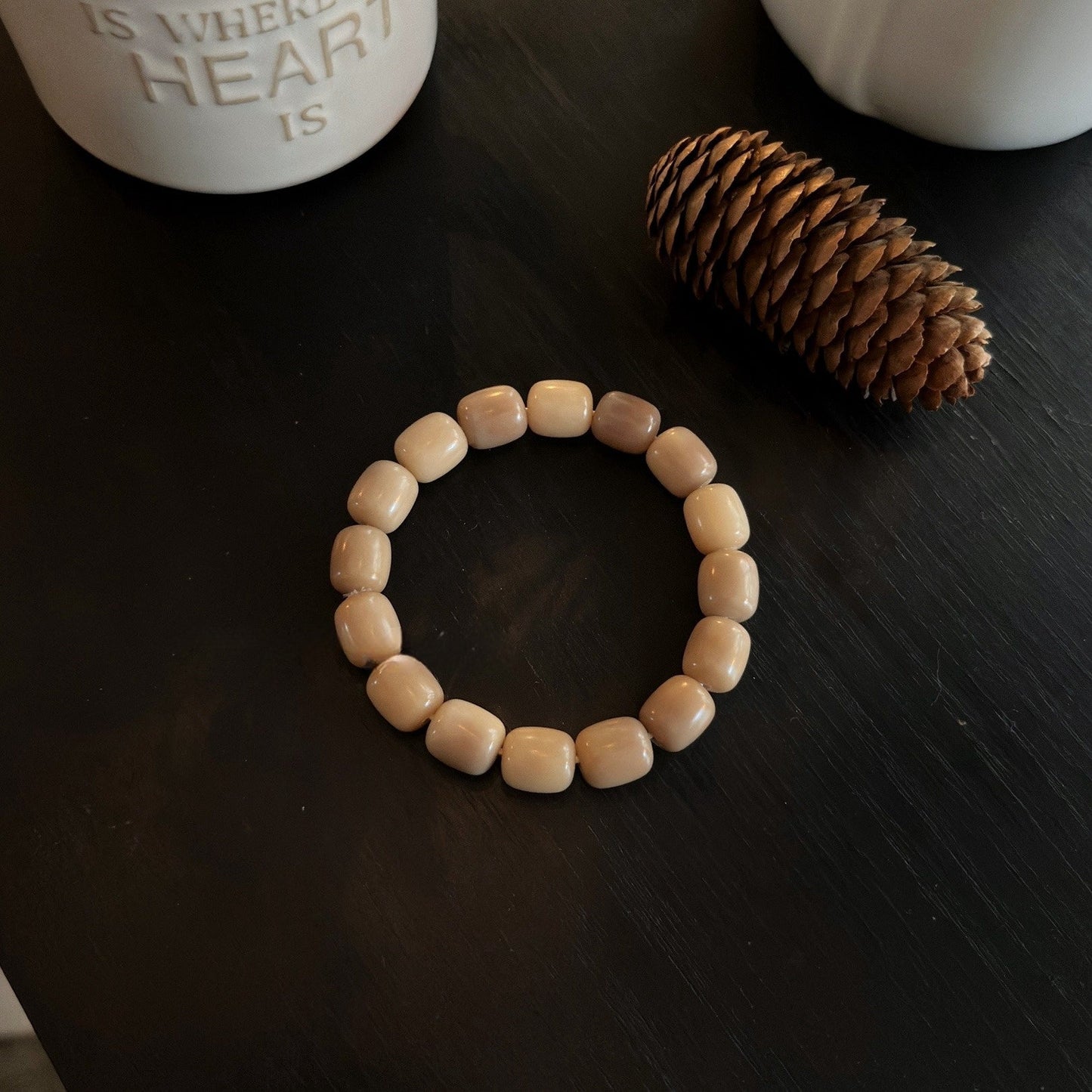 Rice Cake Milk Coffee Series Bodhi Bead Bracelet - Touch Bling