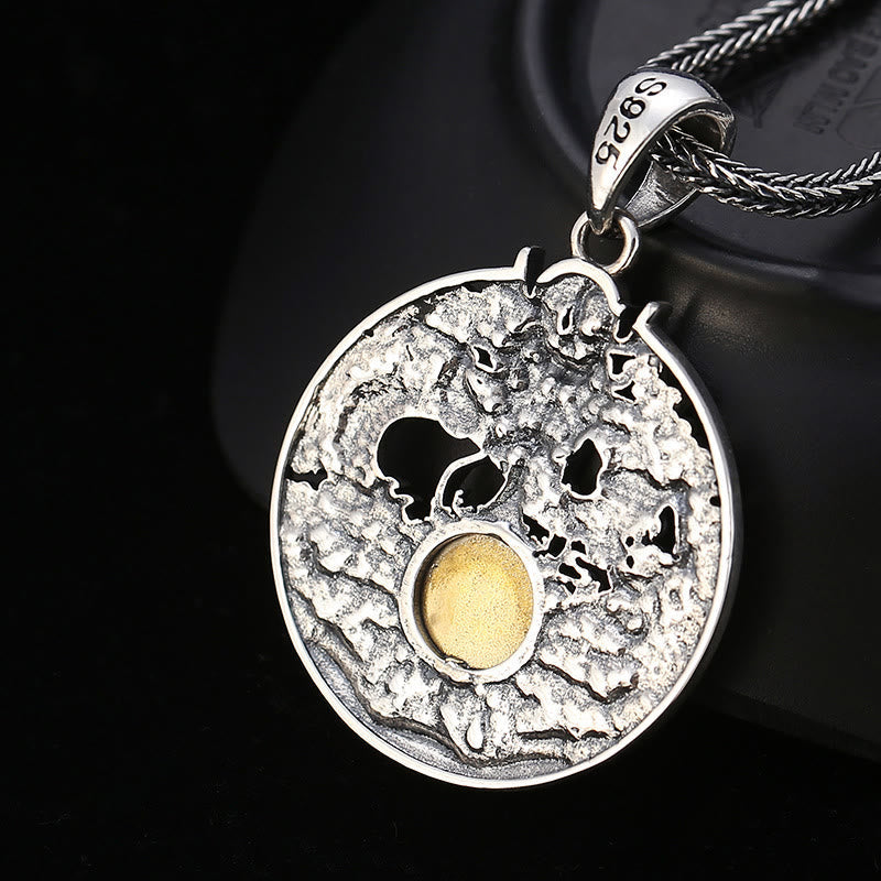 Collar con colgante de piedra de Buda, ondas de dragón, Yin Yang, Bagua, suerte y fuerza