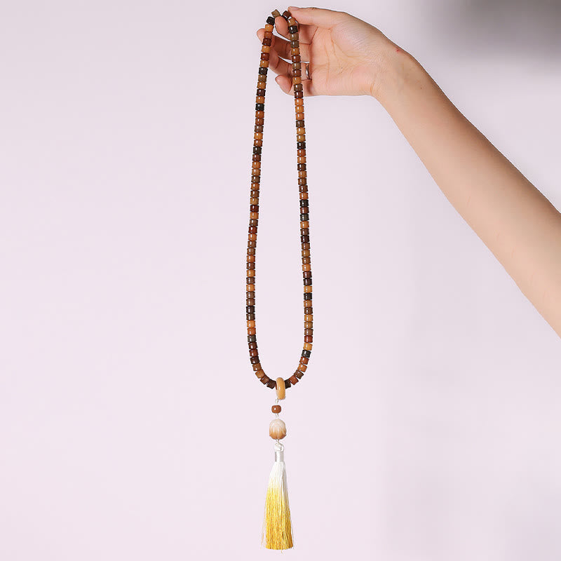 Pulsera de armonía con 108 cuentas de mala, semillas de Bodhi y mano de Buda grabada con loto