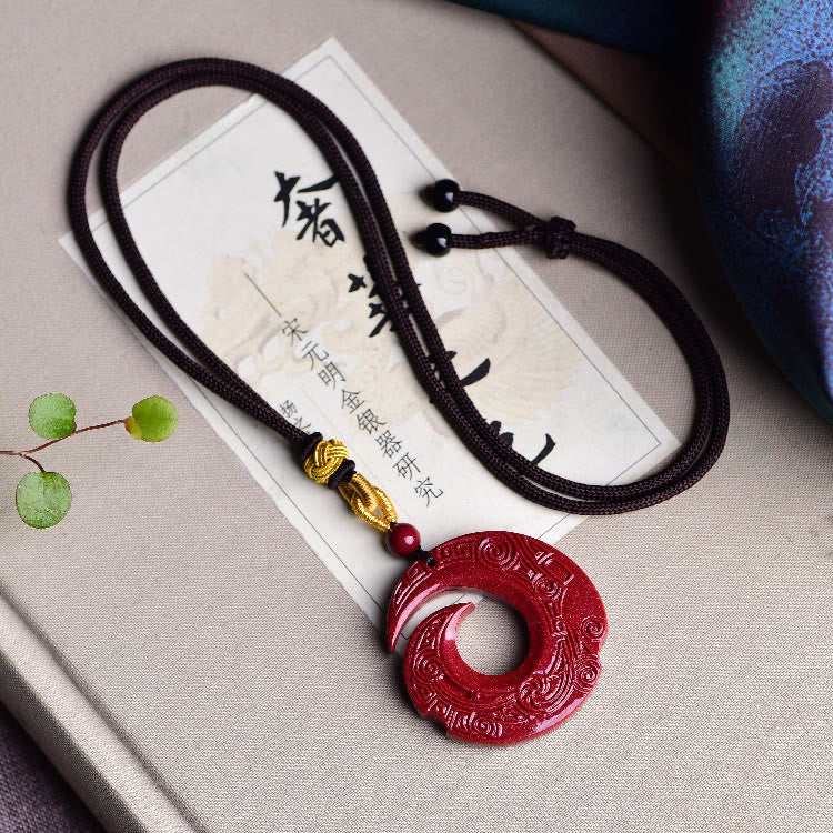 Buddha Stones One's Luck Improves Design Patern Natural Cinnabar Blessing Halskettenanhänger