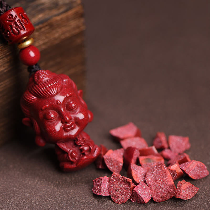Collar con colgante de cinabrio natural con piedras de Buda del zodíaco chino para alejar los malos espíritus.