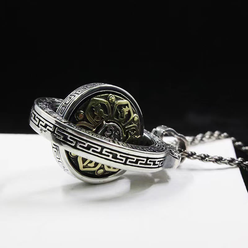 Collar con colgante de piedra de Buda tibetano Om Mani Padme Hum, doble dorje, vajra, giratorio, pureza y paz.