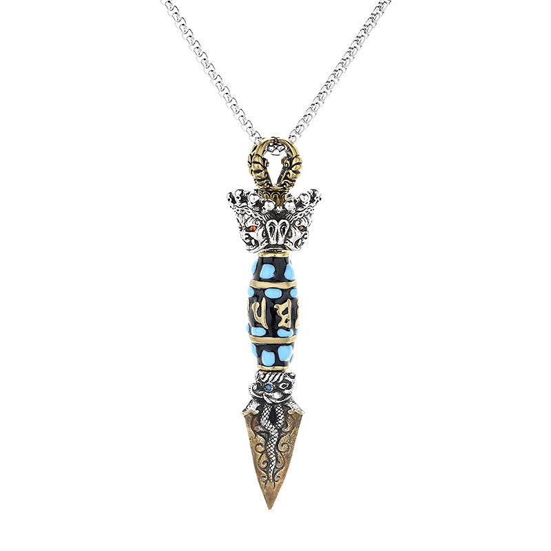 Collar con colgante giratorio de riqueza con diseño de Om Mani Padme Hum, cuentas Dzi, piedras de Buda del Tíbet, patrón Dorje Vajra