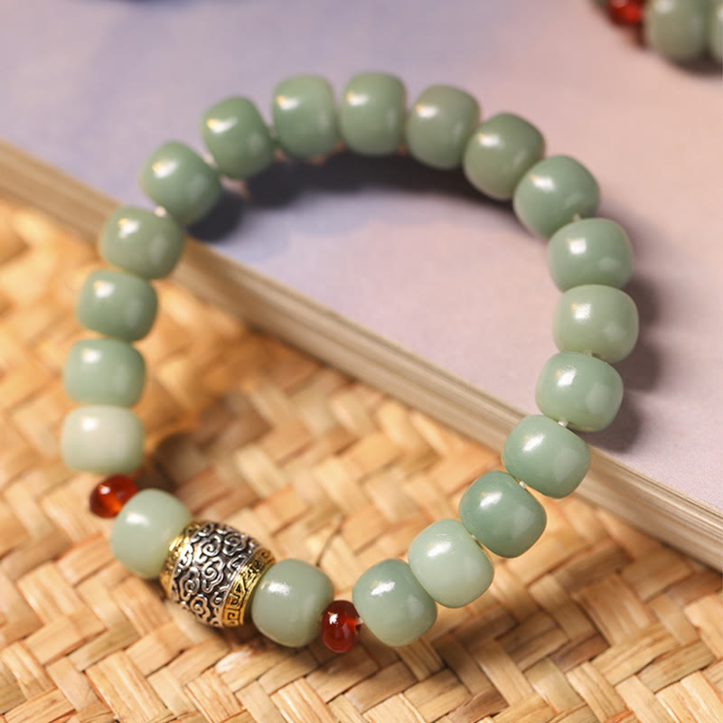 Pulsera de la paz con cuentas de Buda, semillas de Bodhi, nube auspiciosa y carácter Fu