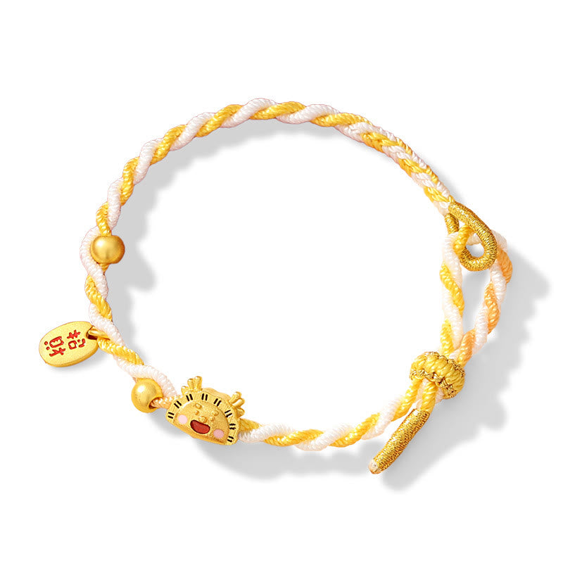 Buddha Stones 925 Sterling Silver Year Of The Dragon Dumpling Design Attract Fortune Luck Braided Bracelet