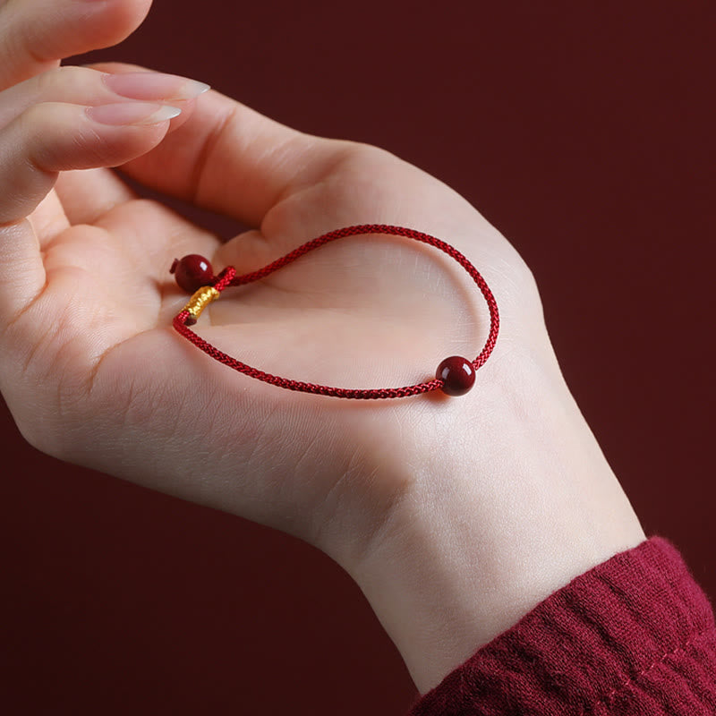 Buddha Stones Natürlicher Zinnoberroter Achat Segen Rotes Armband